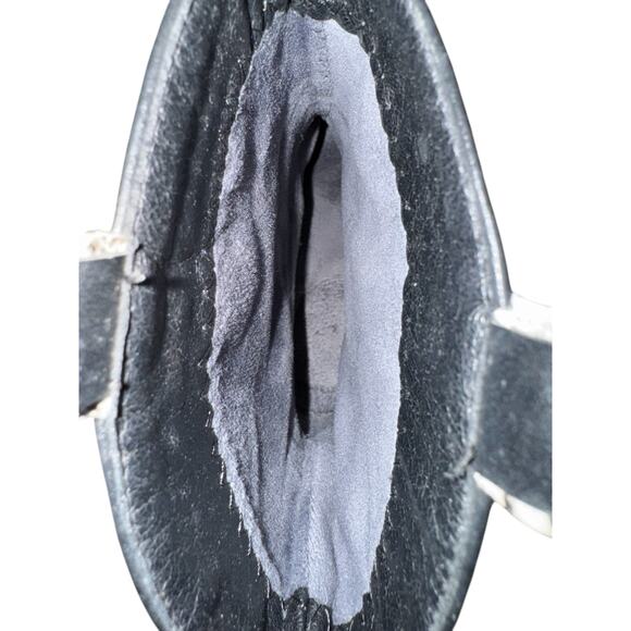 ISNOM Womens Size 6 Black White Snakeskin Western Cowboy Ankle Boots Pointed Toe - Picture 9 of 10